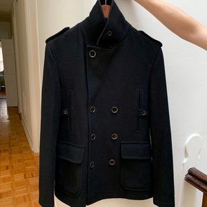 Black Pea Coat with British Flare